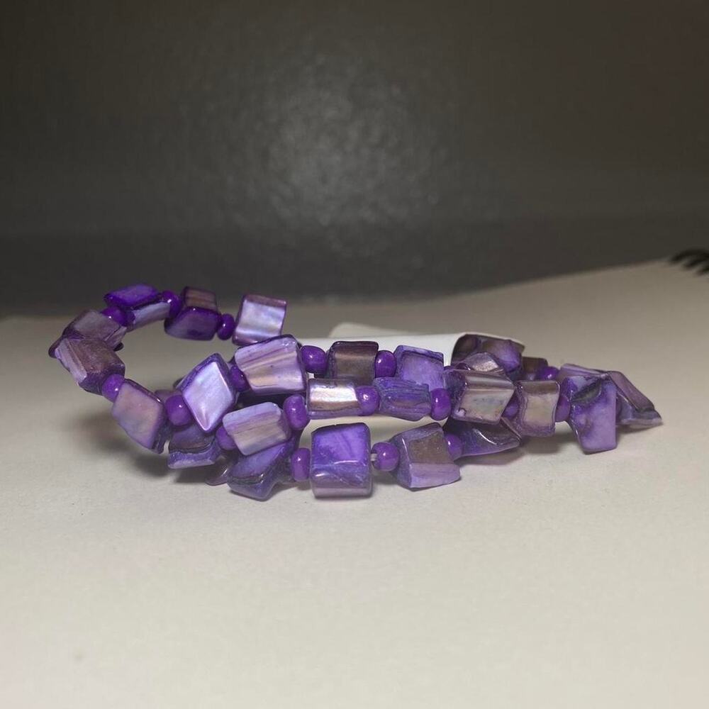 3 y2k purple beaded stretchy